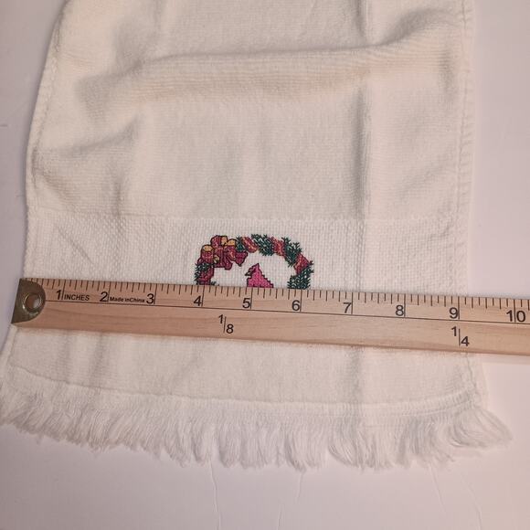 Kitchen Christmas Tea Towels 4 Sets of 2, Two Towels have Cross Stitched Pattern - Picture 13 of 16